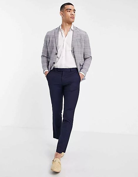 Selected Homme – Schmal geschnittene Anzugjacke aus Leinenmischung in Blau günstig online kaufen