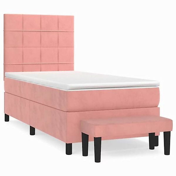 vidaXL Boxspringbett mit Matratze Rosa 100x200 cm Samt1466465 günstig online kaufen