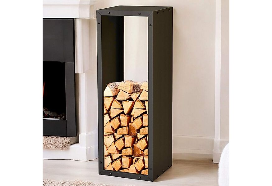 DanDiBo Kaminholzregal Innen mit Ablage Metall Schwarz 96600 Brennholzregal günstig online kaufen