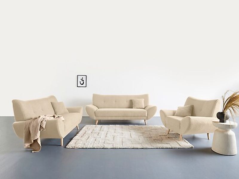 Home affaire Polstergarnitur »Basta« 3 Stk. tlg. Komfortable Wellenunterfed günstig online kaufen