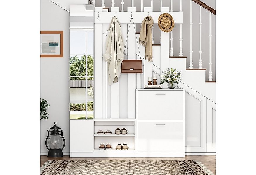 MODFU Garderoben-Set mit integriertem Spiegel, (1-St., 2 unteren Klapptüren günstig online kaufen