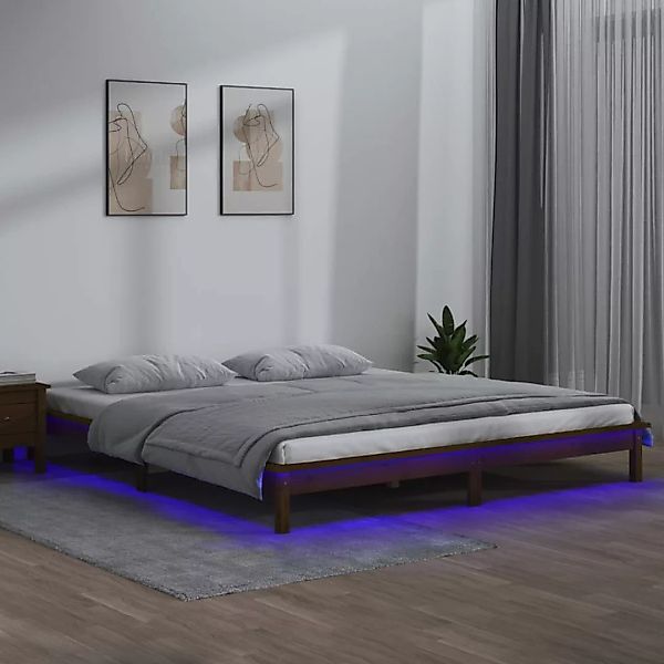 Vidaxl Massivholzbett Mit Leds Honigbraun 120x200 Cm günstig online kaufen