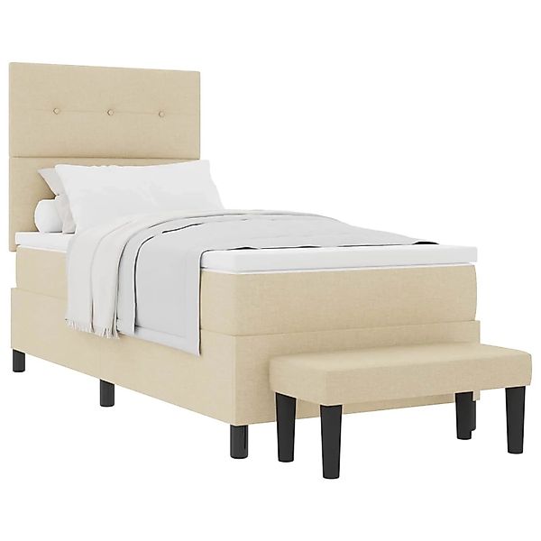 vidaXL Boxspringbett mit Matratze mit Kopfteil Creme 90 x 190 cm Stoff 3344 günstig online kaufen
