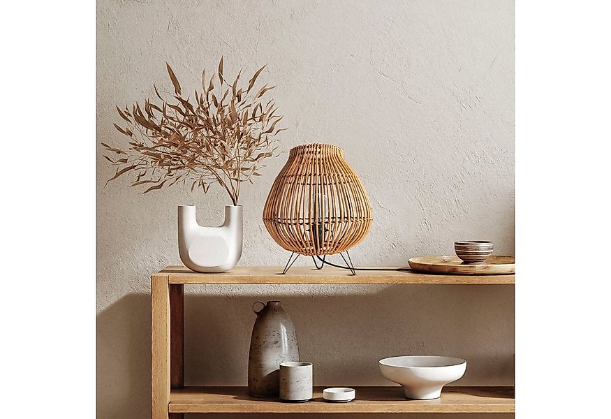 Paco Home Tischleuchte PURI, ohne Leuchtmittel, Rattan Korblampe Nacht LED günstig online kaufen