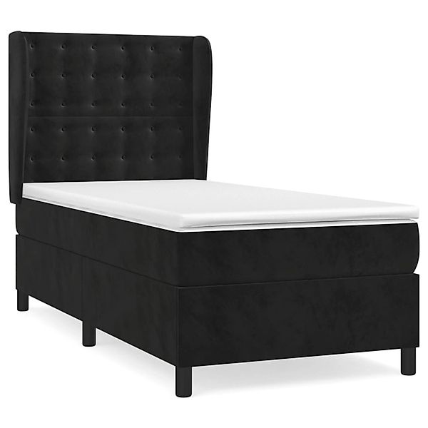 vidaXL Boxspringbett mit Matratze Schwarz 100x200 cm Samt 3129437 günstig online kaufen