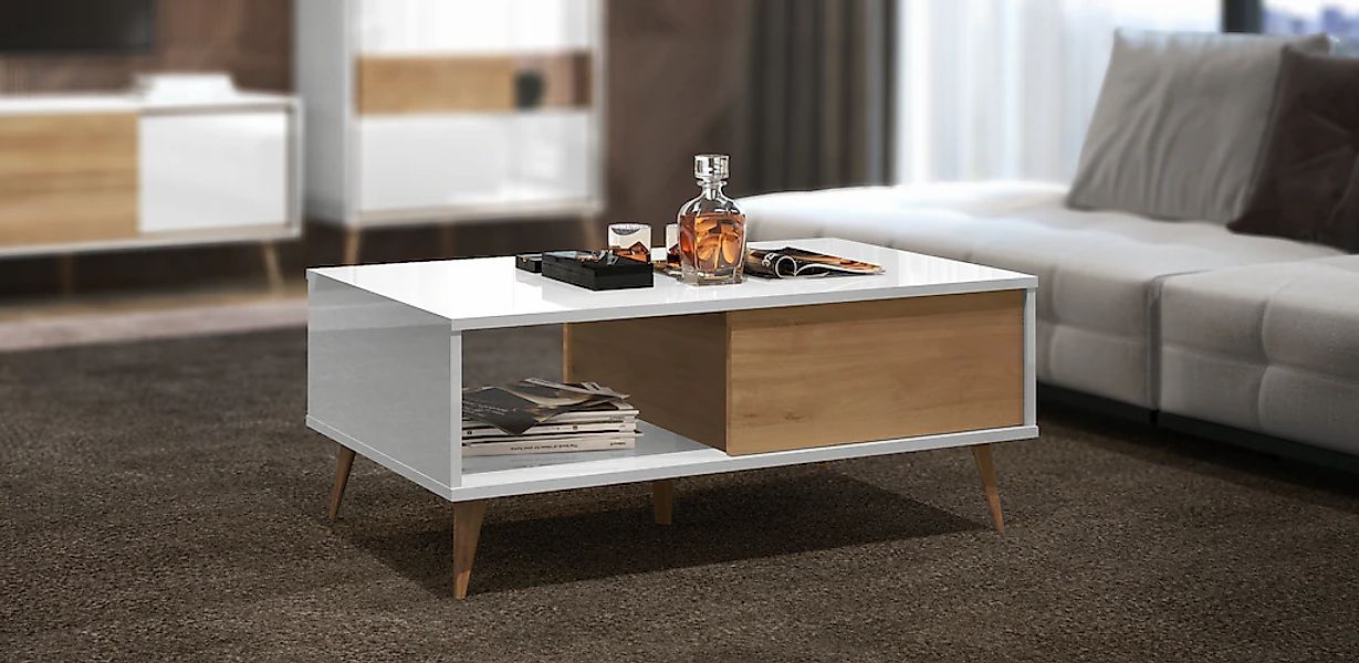 OTTO home Couchtisch "Vida" (H/B/T): 43/111/60cm, UV lackiert, kratzfest, h günstig online kaufen