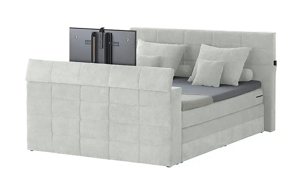 uno TV-Boxspringbett mit motorischer TV-Halterung Dillon ¦ grau ¦ Maße (cm) günstig online kaufen