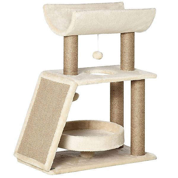 PawHut Katzen Kratzbaum Klein 76cm mit Spielball & Sitzplatz, Indoor Klette günstig online kaufen