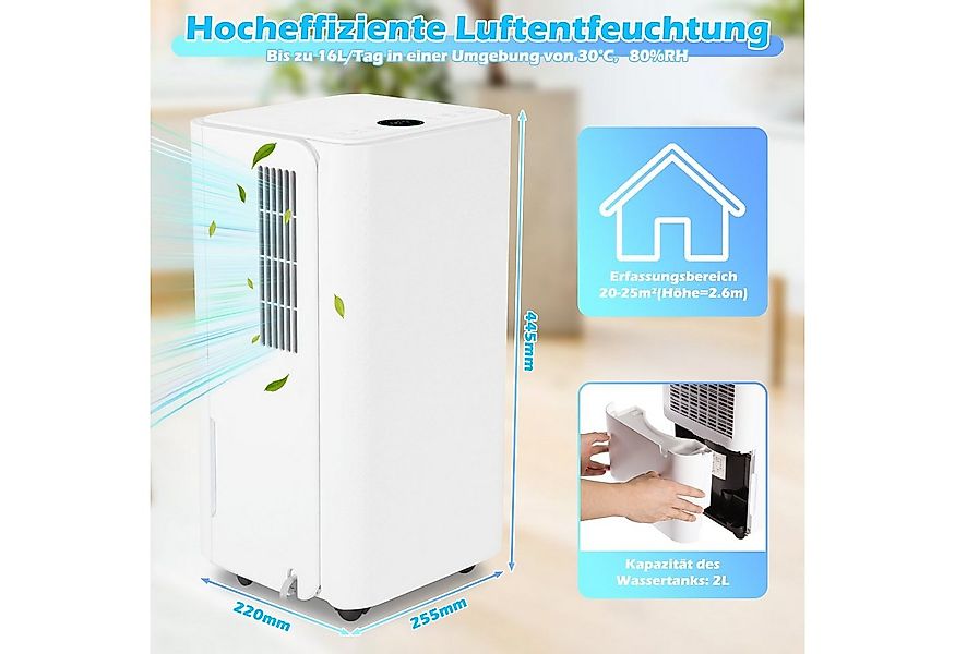 Clanmacy Luftreiniger Luftentfeuchter Elektrisch 16L/24H, leise 36dB Raumen günstig online kaufen