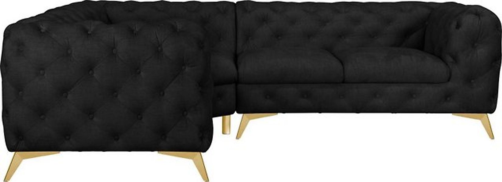 Leonique Chesterfield-Sofa "Ecksofa GLYNIS L-Form mit Wellenunterfederung, günstig online kaufen