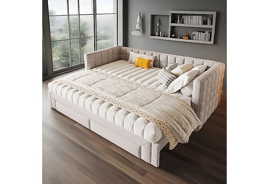 MODFU Daybett Funktionsbett 90x200 cm, 2 Schubladen (Ausziehbares Sofabett günstig online kaufen