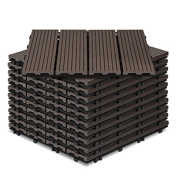 Clanmacy Holzfliesen WPC Terrassenplatte für Garten günstig online kaufen