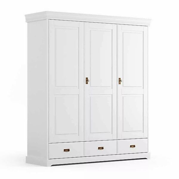 Drehtürenschrank Holzkleiderschrank mit Drehtüren und Metallgriffen günstig online kaufen