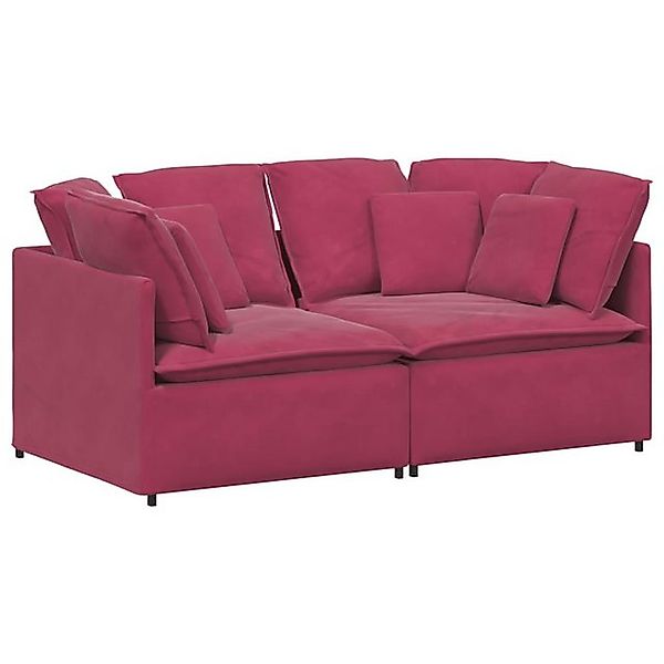 vidaXL Sofa Modulares Sofa mit Kissen Samt Weinrot günstig online kaufen