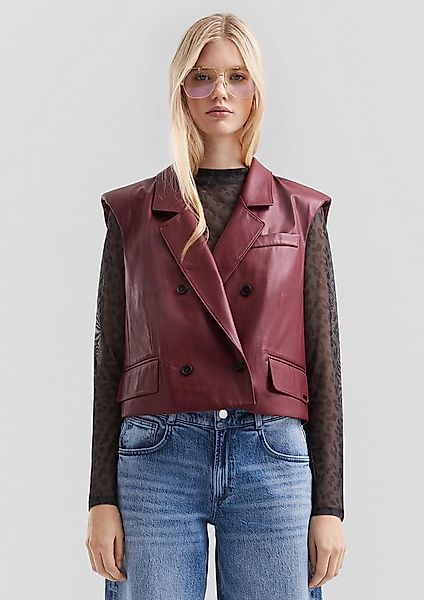 QS Jackenblazer Indoor-Weste Verkürzte Weste in Lederoptik günstig online kaufen