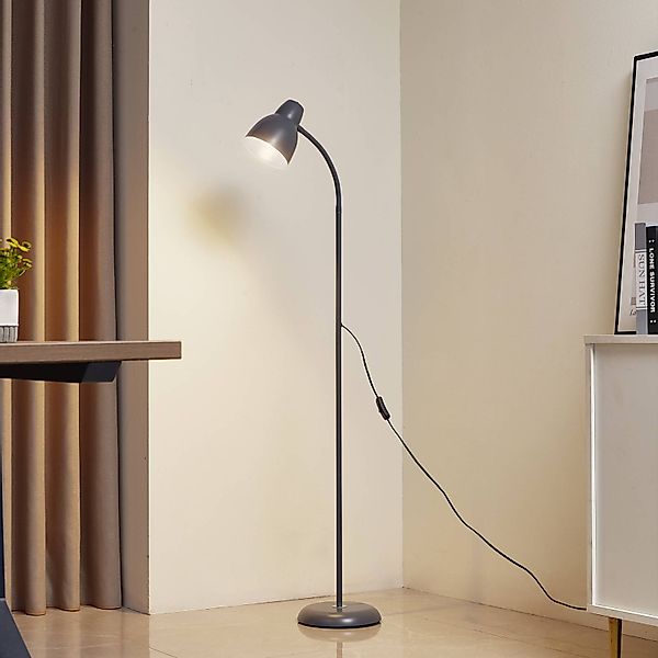 Lindby Stehleuchte Tebbi, grau, Metall, Höhe 150 cm günstig online kaufen