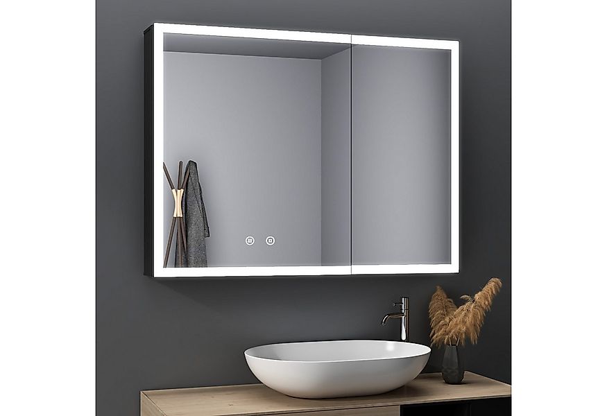 WDWRITTI Badezimmerspiegelschrank mit Beleuchtung 80 x 60 cm, Spiegelschran günstig online kaufen