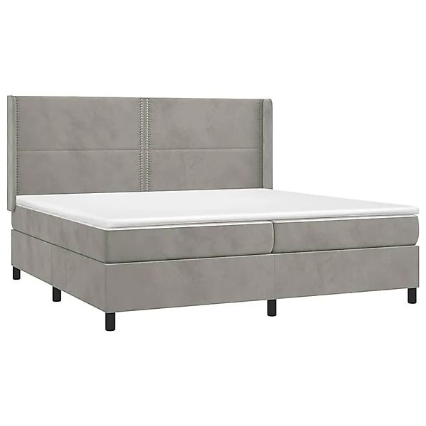vidaXL Boxspringbett mit Matratze & LED Hellgrau 200x200 cm Samt 3139523 günstig online kaufen