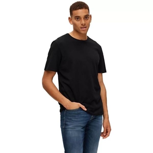 Selected  T-Shirts & Poloshirts Noos Pan Linen T-Shirt - Black günstig online kaufen