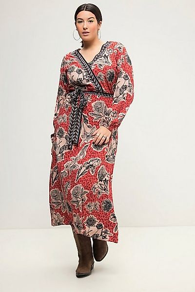 Studio Untold Maxikleid Maxikleid A-Line Flowerprint V-Ausschnitt Langarm günstig online kaufen