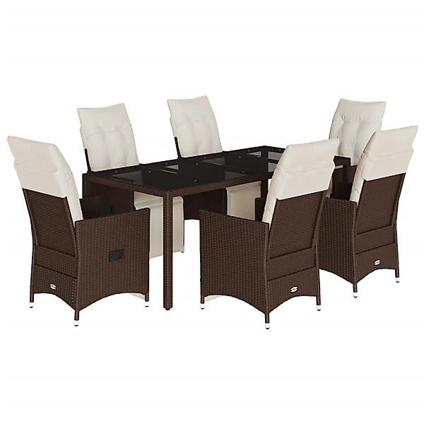 vidaXL 7-Tlg Garten-Bistro-Set mit Kissen Braun Poly Rattan 3276919 günstig online kaufen