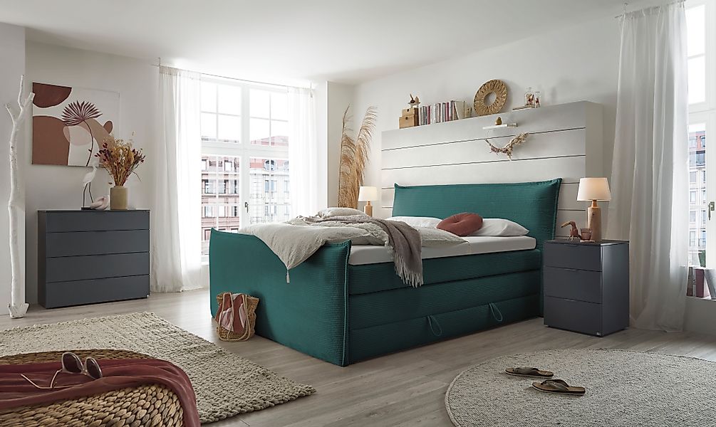 set one by Musterring Boxspringbett »Florida« in modernem Cord-Bezug, mit B günstig online kaufen