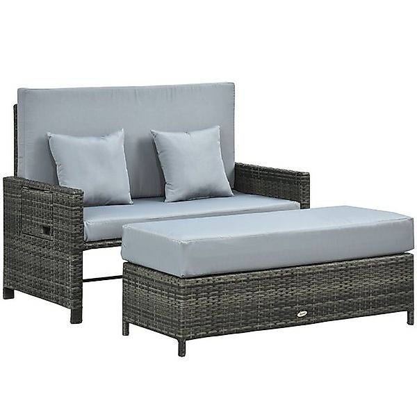 MC Star Gartensofa Polyrattan Lounge-Sofa 2-Sitzer mit Kissen & Hocker, Gar günstig online kaufen