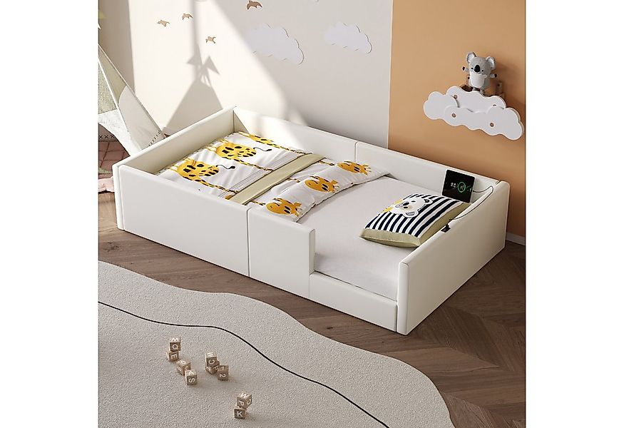 Merax Polsterbett gepolstertes Plattformbett Jugendbett mit USB & Typ-C (1- günstig online kaufen