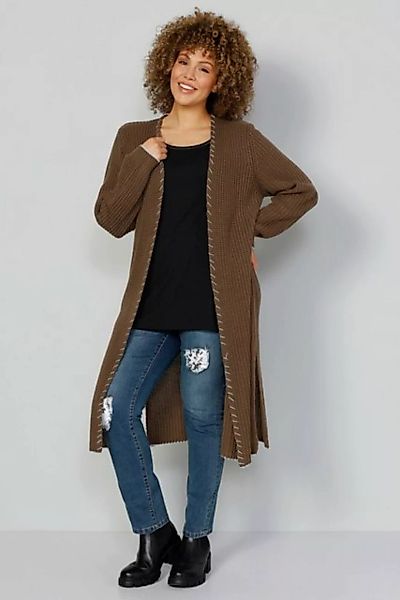 MIAMODA Strickjacke Long-Strickjacke offene Form Zierkante günstig online kaufen