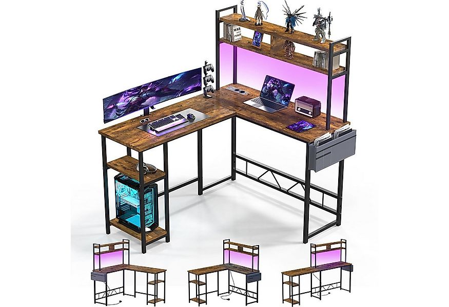 HOMALL Gamingtisch Schreibtisch mit LED und USB L-förmiger Ecktisch 160 * 1 günstig online kaufen