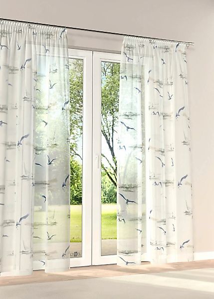 Stickereien Plauen Vorhang "Möwe" Kräuselband 1 Stk. tlg. günstig online kaufen