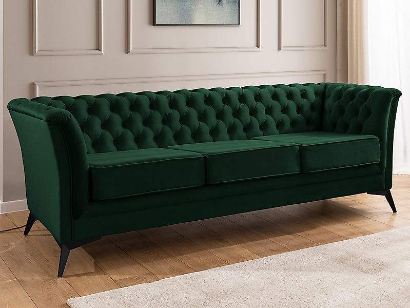 S-Style Möbel Chesterfield-Sofa Whitby, 3-Sitzer aus Samt mit goldenen, sil günstig online kaufen