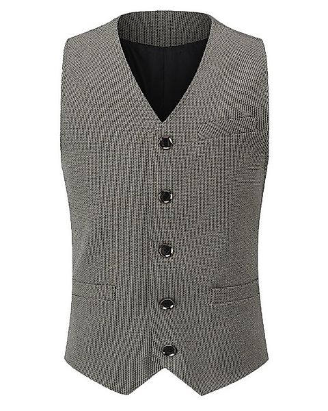 Allthemen Anzugweste mit V-Ausschnitt Wollweste Fischgrätmuster klassische günstig online kaufen