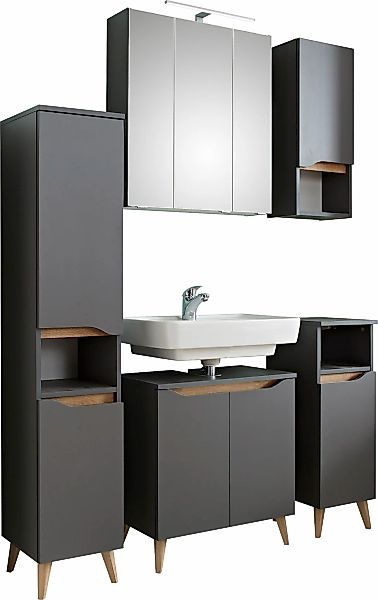 Saphir Badmöbel-Set "Quickset 5-teilig Waschbeckenunterschrank und LED-Spie günstig online kaufen