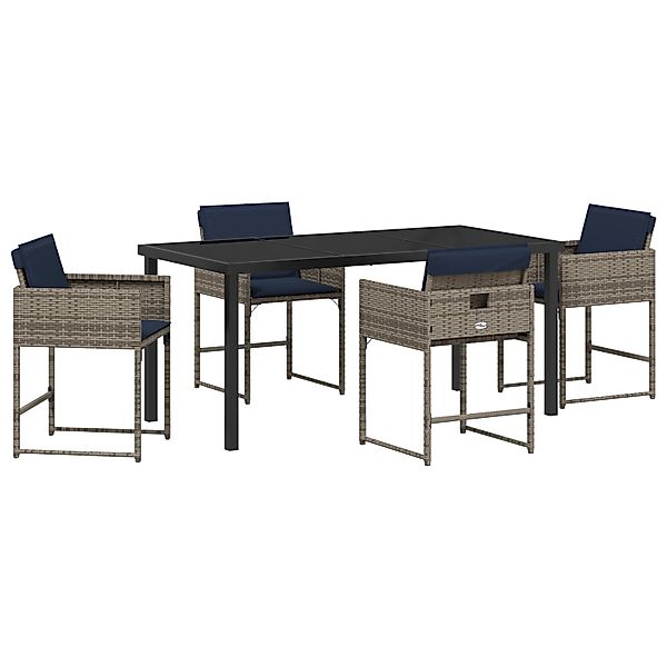 vidaXL Garten Essgruppe mit Kissen 5-Tlg Grau Poly Rattan 3380034 günstig online kaufen