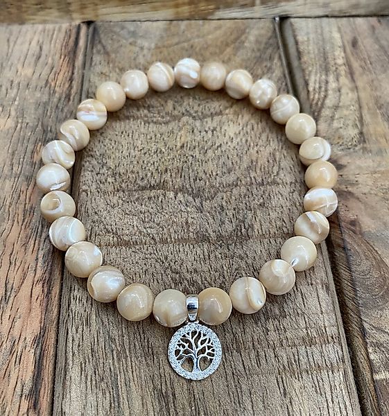 NAHLE Perlenarmband Silber Lebensbaum Perlmutt Naturstein Armband Baum des günstig online kaufen