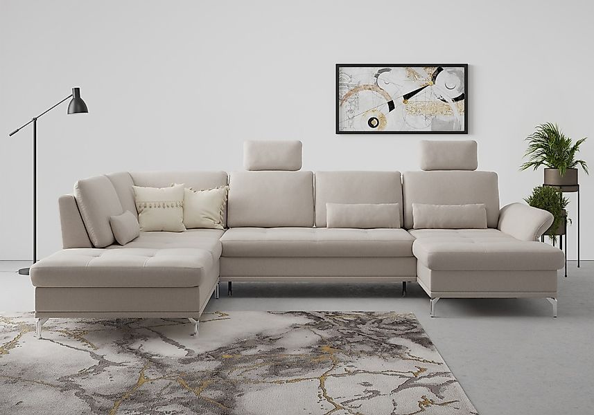 Home affaire Wohnlandschaft "Palm Beach U-Form" Federkern, mit Sitztiefenve günstig online kaufen