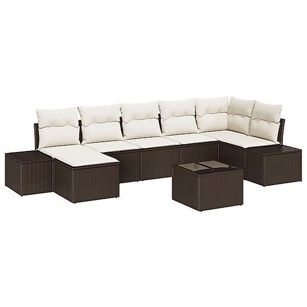 vidaXL Loungesofa 7-teiliges Garten Sofa Set mit Kissen aus grauem Poly Rat günstig online kaufen