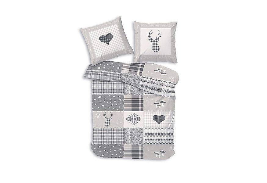 DOBNIG Bettwäsche Flanell, Flanell, 2 teilig, Mustermix mit winterlichen Mo günstig online kaufen