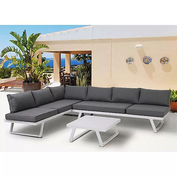 Lounge Gartenmöbel Set in Anthrazit und Grau 192 cm breit (zweiteilig) günstig online kaufen