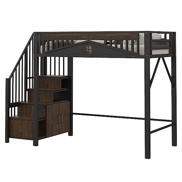 OKWISH Kinderbett Hochbett Einzelbett (mit Sicherheitsleiter, günstig online kaufen