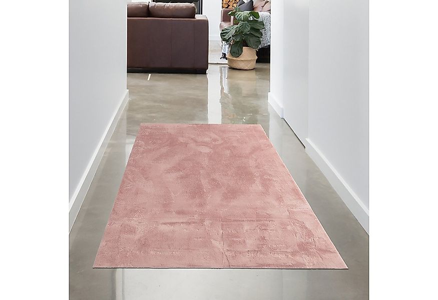 Carpetia Teppich Teppich rosa Hasenfell-Optik elegant weich mit feinem Schi günstig online kaufen