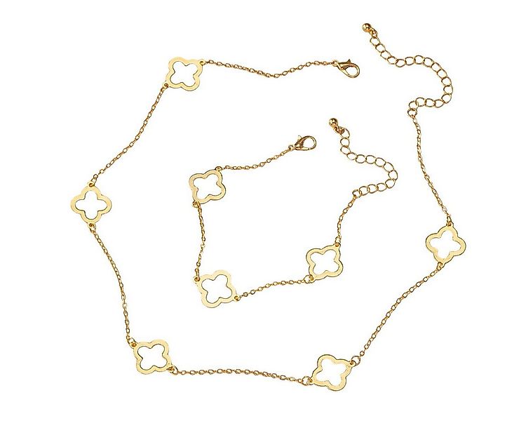 KARMA Schmuckset Gold Halskette Armband Kleeblätter (Armschmuck goldener Sc günstig online kaufen