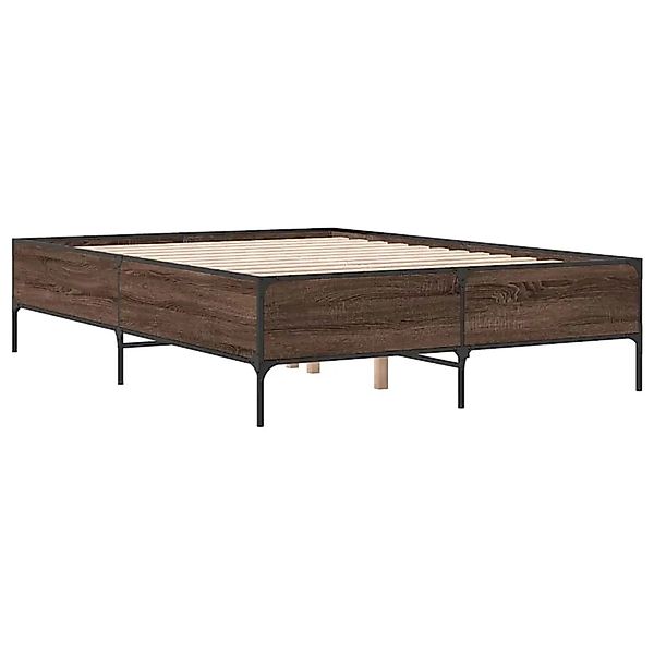 vidaXL Bettgestell Braun Eichen-Optik 140x200 cm Holzwerkstoff Metall 32798 günstig online kaufen