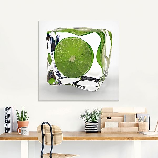Artland Glasbild "Limette im Eiswürfel" Lebensmittel 1 Stk. tlg. in verschi günstig online kaufen