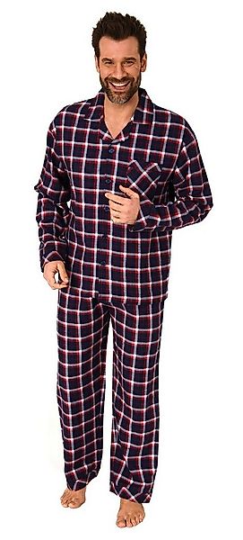 Normann Pyjama Durchknöpfbarer Herren Flanell-Pyjama mit Karo-Muster günstig online kaufen