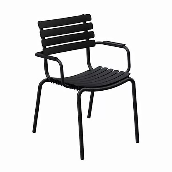 Stapelbarer Sessel ReCLIPS plastikmaterial schwarz / Armlehnen aus Metall - günstig online kaufen