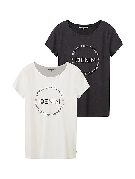 TOM TAILOR Denim T-Shirt (2-tlg) Plain/ohne günstig online kaufen