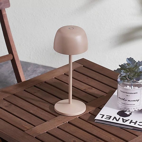 Lindby LED-Akku-Tischleuchte Arietty, beige, dimmbar, IP54 günstig online kaufen