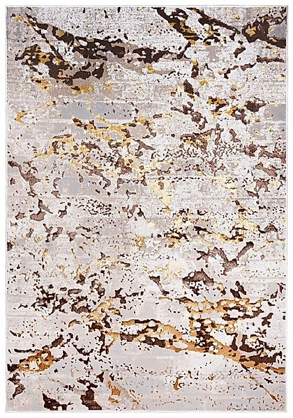 Mazovia Designteppich Modern Teppich für Wohnzimmer - Beige Creme mit Gold, günstig online kaufen